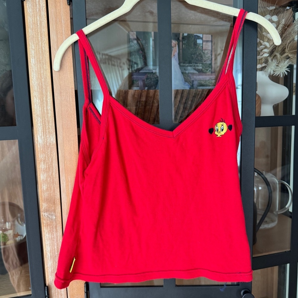 Vintage 1998 Tweety bird embroidered tank top looney tunes tee cami spaghetti